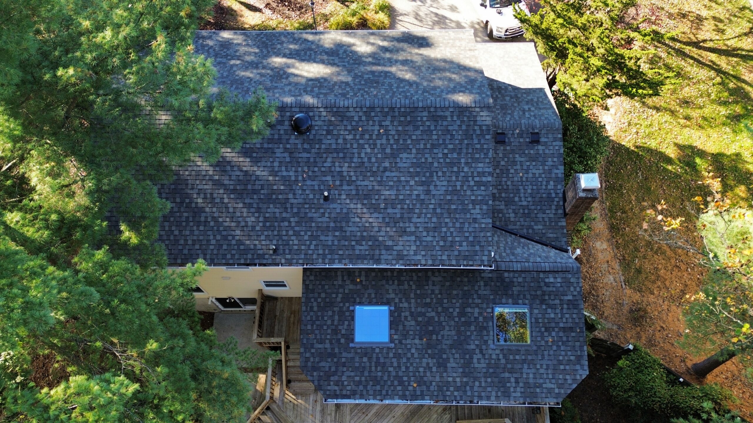 Hunt Valley, MD home with new CertainTeed Landmark Pro roof in Driftwood and three Velux skylights." Hunt Valley, MD home with new CertainTeed Landmark Pro roof in Driftwood and three Velux skylights."